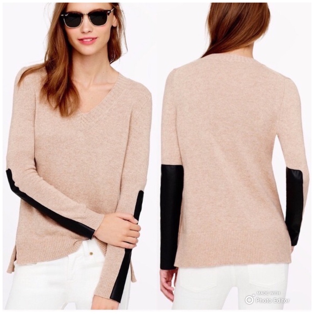 Sweater with leather patches